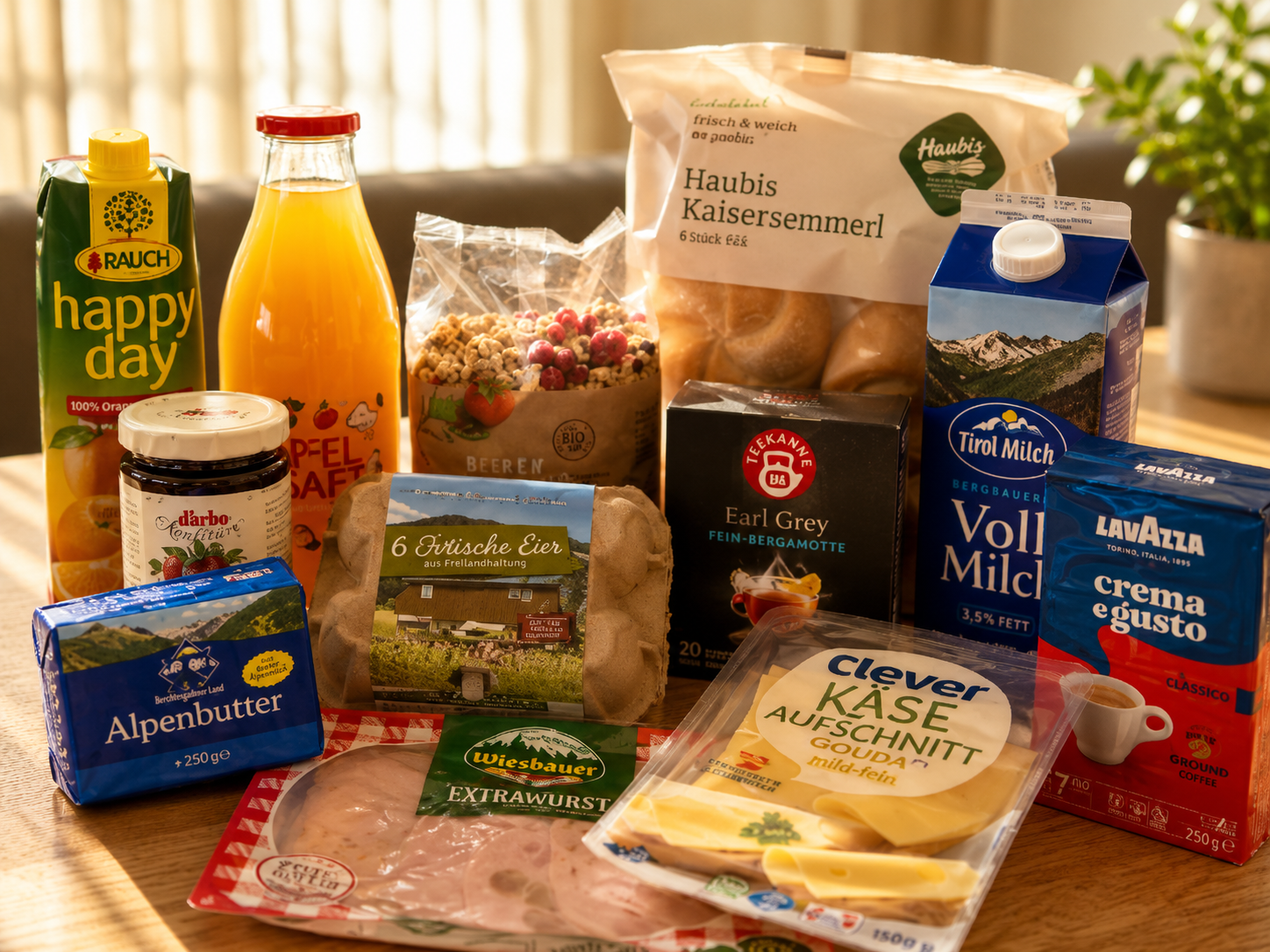 img 0007 Brötchenservice und Frühstücksangebot des Apartmenthauses Das AussZeit mit österreichischen Spezialitäten wie Kaisersemmel, Alpenbutter, Käseschnitzel und lokalen Produkten